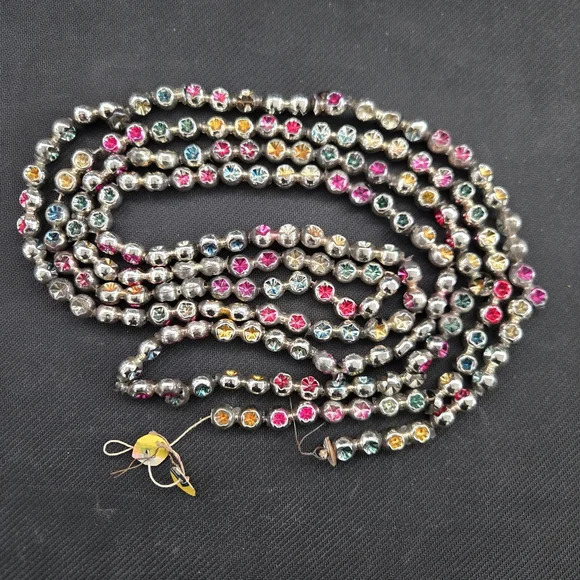 Vtg Mercury Glass 8ft (96") Christmas Beads Double Indent Multicolor Garland - Picture 1 of 9